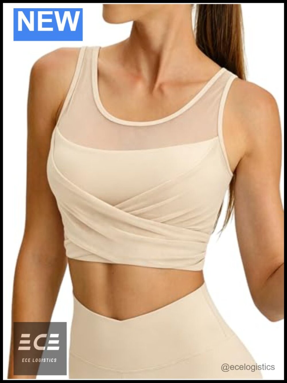 Women's Crop Tank Top with Built-in Bra Mesh Yoga Workout Sleeveless